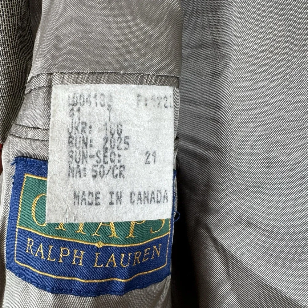 Vintage Chaps By Ralph Lauren Blazer Men's‎ 41L Tan Sports Coat Pure Virgin Wool
